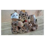 Tan bird soap stone vase