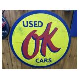 36ï¿½ ok used cars metal repop advertising sign