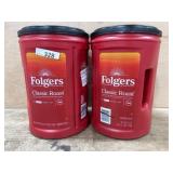 Two Containers of Folgers Classic Roast Coffee
