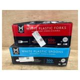 White Plastic Forks and Spoons 500 Ct Each