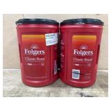 Two Containers of Folgers Classic Roast Ground Cof