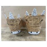 Two Woven Unicorn Storage Baskets