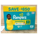 Pampers Swaddlers Size 1, 210 Diapers