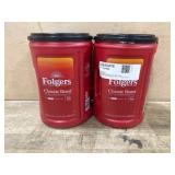 2 Folgers Classic Roast Coffee Containers