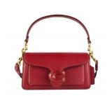 Red Leather Shoulder Bag with Gold Hardware