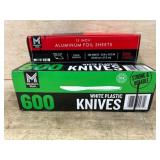 Aluminum Foil Sheets and Plastic Knives Set