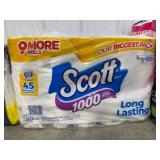 Scott 1000 Long Lasting Toilet Paper, 45 Rolls