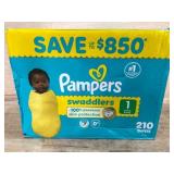 Pampers Swaddlers Diapers Size 1, 210 Count