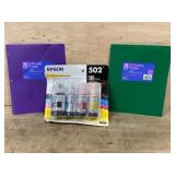 Epson 502 Ink & 2-Pocket Folders Lot