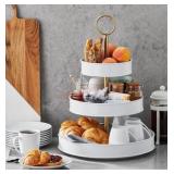 3-Tier White Serving Stand with Gold Handle