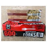 White Plastic Forks and Parchment Paper Set