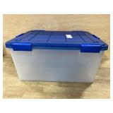 Clear Plastic Storage Bins with Blue Lids