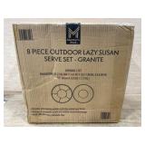8-Piece Outdoor Granite Lazy Susan Set