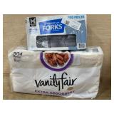 Vanity Fair Napkins and Clear Forks Bundle