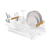 White Dish Rack With Wood Handles