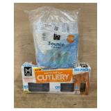 Clear Cutlery Set and Bath Cups Combo Pack