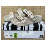 Ivory Footbed Sandals, Size 7