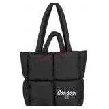 Black Quilted Tote Bag With Cowboys Logo