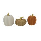 3 Flocked Decorative Pumpkins
