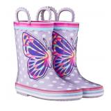 Childrenï¿½s Purple Butterfly Rain Boots Size 9/10