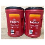2 Folgers Classic Roast Coffee Containers