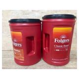 Two Folgers Coffee Containers