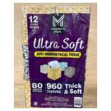 Ultra Soft 3-Ply Facial Tissue, 960 Total Tissues