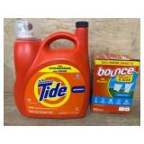 Tide Laundry Detergent and Bounce Dryer Sheets