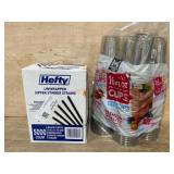 Hefty Straws and Clear Premium Cups Set