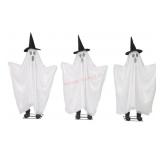 3 Pre-Lit Animated Ghosts with Hats