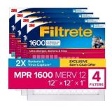 3M Filtrete MPR 1600 MERV 12 Air Filters, 4-Count