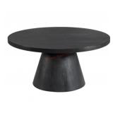 Transitional Round Coffee Table with Pedestal