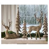 Set of 5 woodland trees and deer