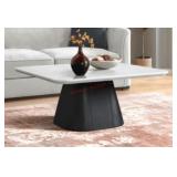 Edison End Table Top in White Faux Marble