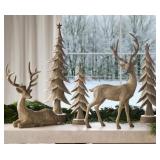 Set of 5 woodland tress and deer