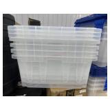 4 clear totes with lids see photos for condition