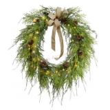 32ï¿½ Pre-Lit Natural Cypress Wreath