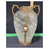 CONSOLIDATED  GLASS  ? FROSTED GLASS VASE GOLD