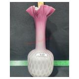 FENTON ? DIAMOND SATIN 11 INCH VASE PINK