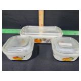 FIRE KING GLASS FRUITS / GAY FAD 3 PIECE REF SET