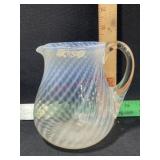 SWIRL OPALESCENT MILK PITCHER 5 INCHES TALL