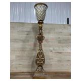 38 inch Gold toned hurricane pillar candle stand