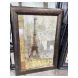 31x44 Brown wood frame with Boulogne Paris print