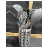 Stainless utensil jar with 11 utensils