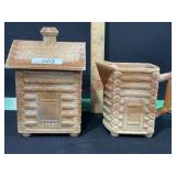CHOCOLATE GLASS CABIN COVERED SUGAR AND CREAMER 3