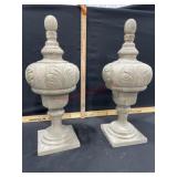 2- Poplar wood distressed grey wash Victory urns