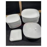 White Ikea square dishes  10 plates and 12 salad