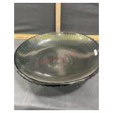 19 inch Black glass decorative bowl with shell