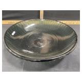19 inch Black glass decorative bowl with shell
