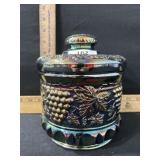 FENTON CARNIVAL GLASS TOBACCO JAR VINTAGE GRAPE